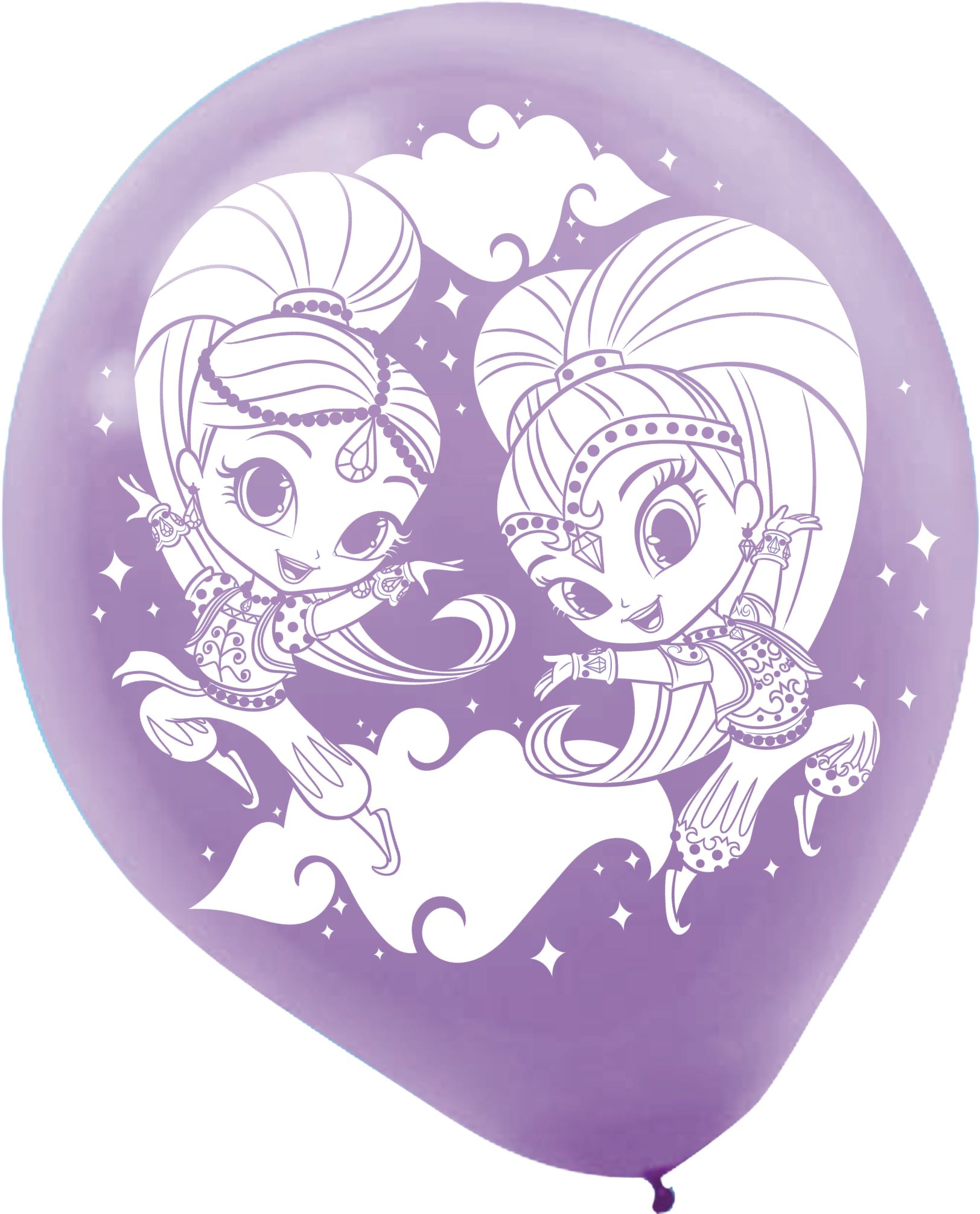 Shimmer & Shine Birthday Party Latex Balloons, Pink/Blue/Purple, 6-pk Front_Flat