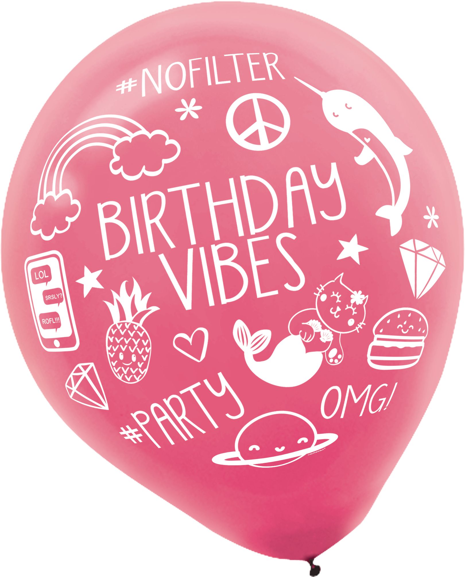 Ballons en latex pour fête d'anniversaire, égoportraits, bleu/vert/rose, paq. 6 Front_Flat