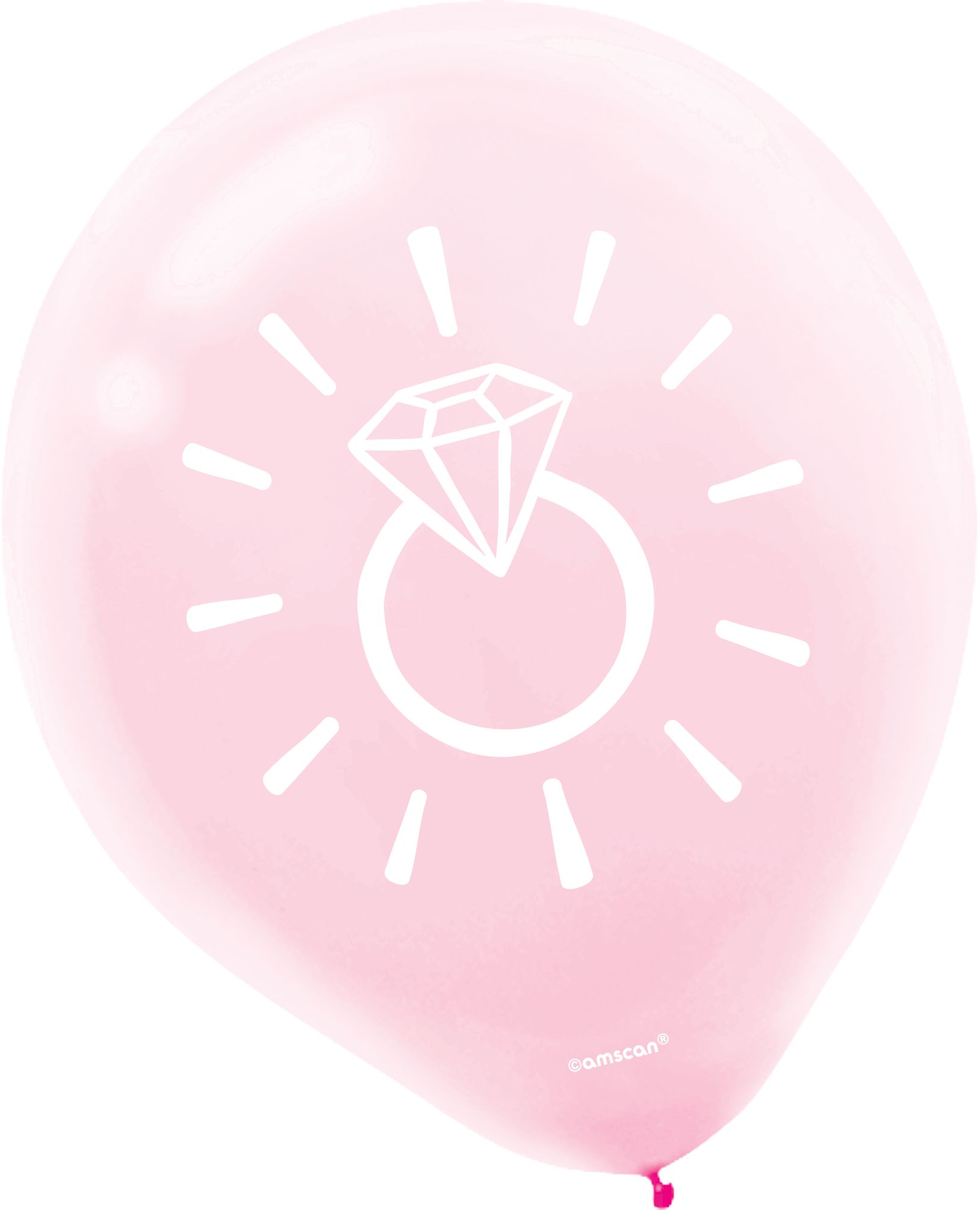"So Engaged" Round Latex Balloons, Pink/White, Diamond Ring, 12-in, 15-pk, for Engagement Party Front_Flat