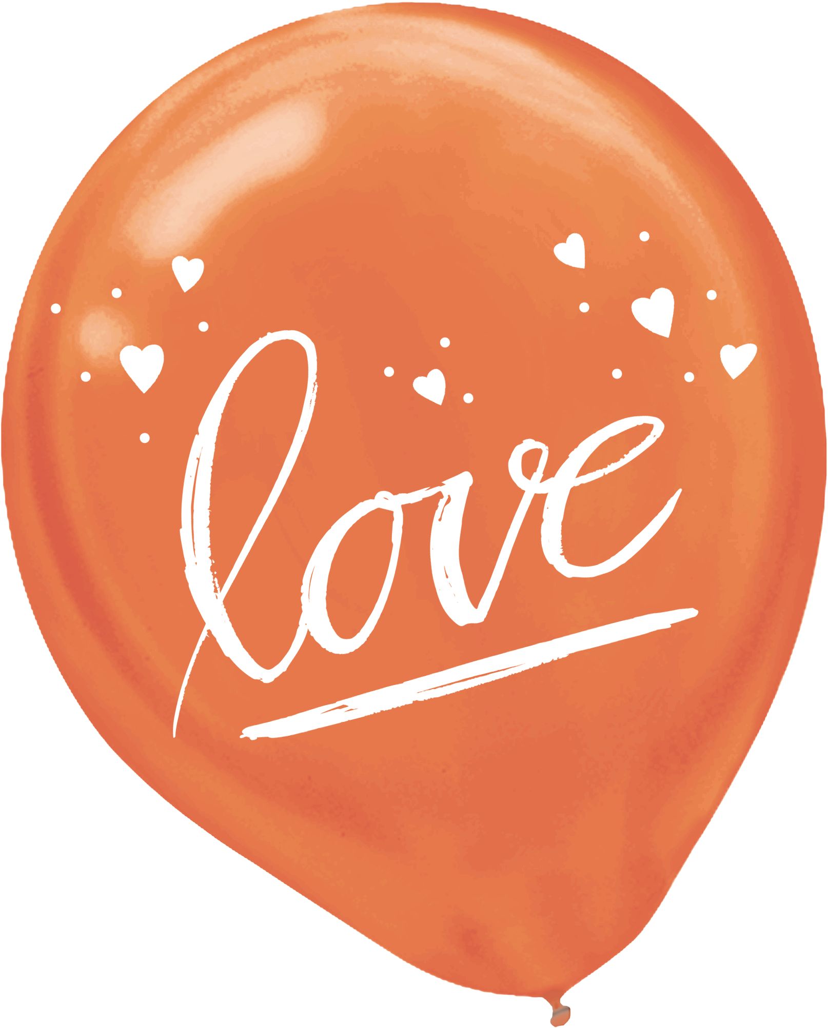"Love" Round Latex Balloons, Silver/White/Orange, Hearts, 12-in, 15-pk, for Valentine's Day/Anniversary Front_Flat