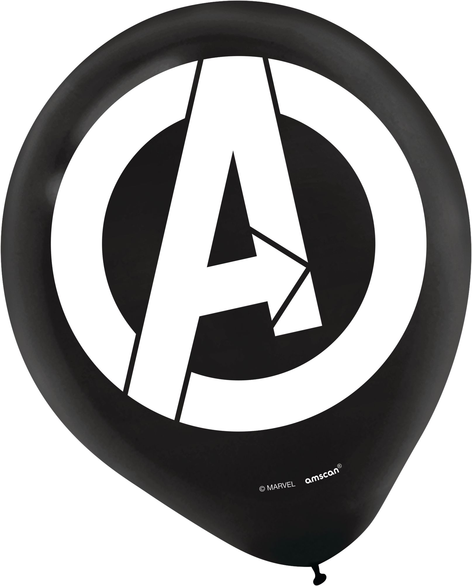 Ballons en latex ronds Disney Marvel Avengers, bleu/rouge/noir, 12 po, paq. 6, pour fête d'anniversaire Front_Flat