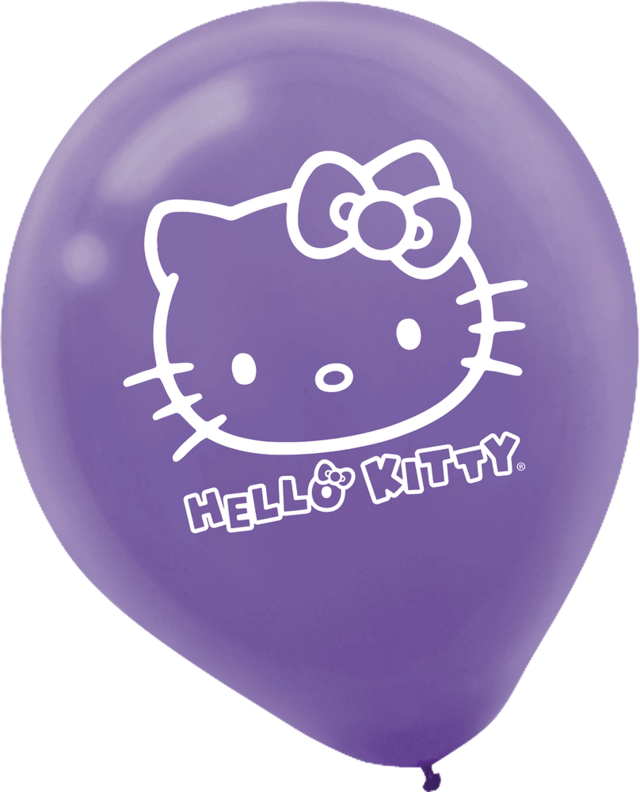 Rainbow "Hello Kitty" Printed Balloons, Purple, 6pk Party City