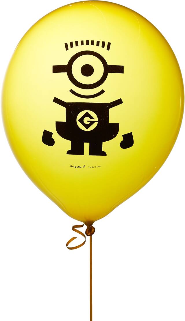 Ballons en latex ronds Détestable moi Minions, jaune/noir, 12 po, paq. 6, pour fête d'anniversaire Front_Flat