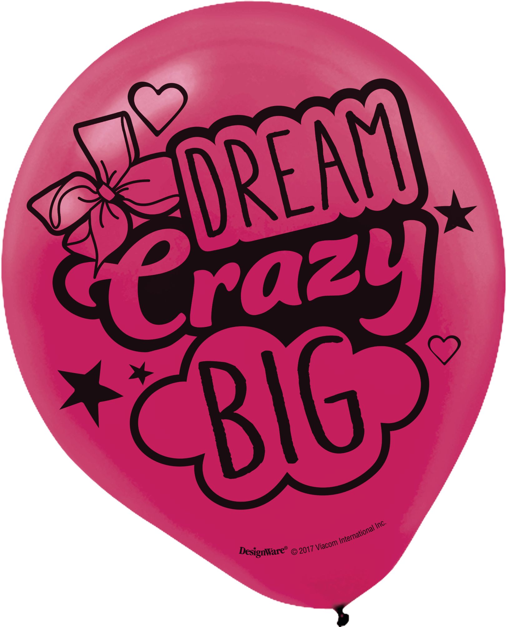Nickelodeon JoJo Siwa "Dream Crazy Big" Round Latex Balloons, Red/Blue/Pink, 12-in, 6-pk, for Birthday Party Front_Flat