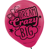 Nickelodeon JoJo Siwa "Dream Crazy Big" Round Latex Balloons, Red/Blue/Pink, 12-in, 6-pk, for Birthday Party Front_Flat