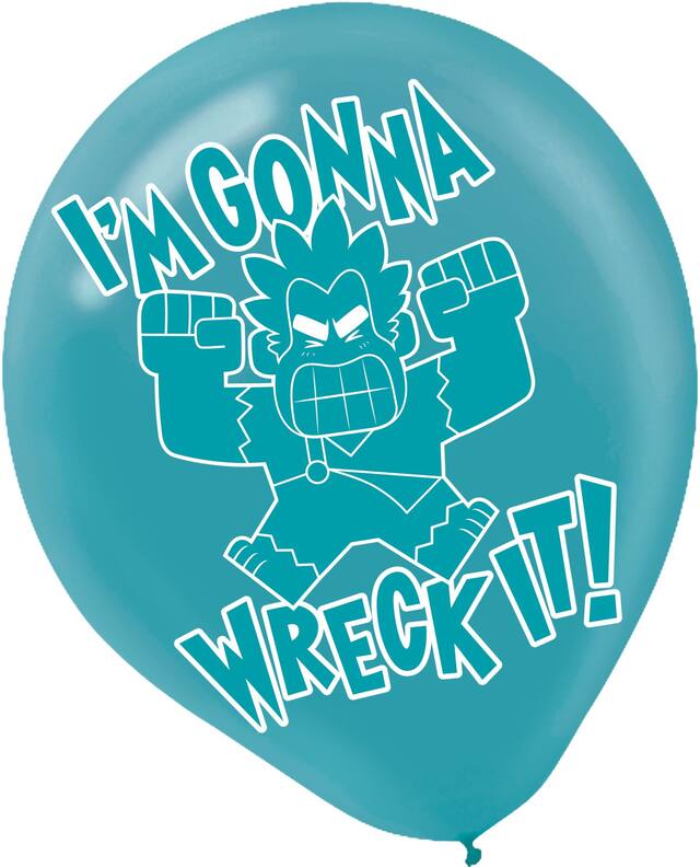 Disney Wreck-It Ralph Birthday Party Latex Balloons, Pink/Blue, 6-pk Front_Flat