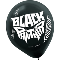 Black Panther Birthday Party Latex Balloons, Black/Blue/Red, 6-pk Front_Flat