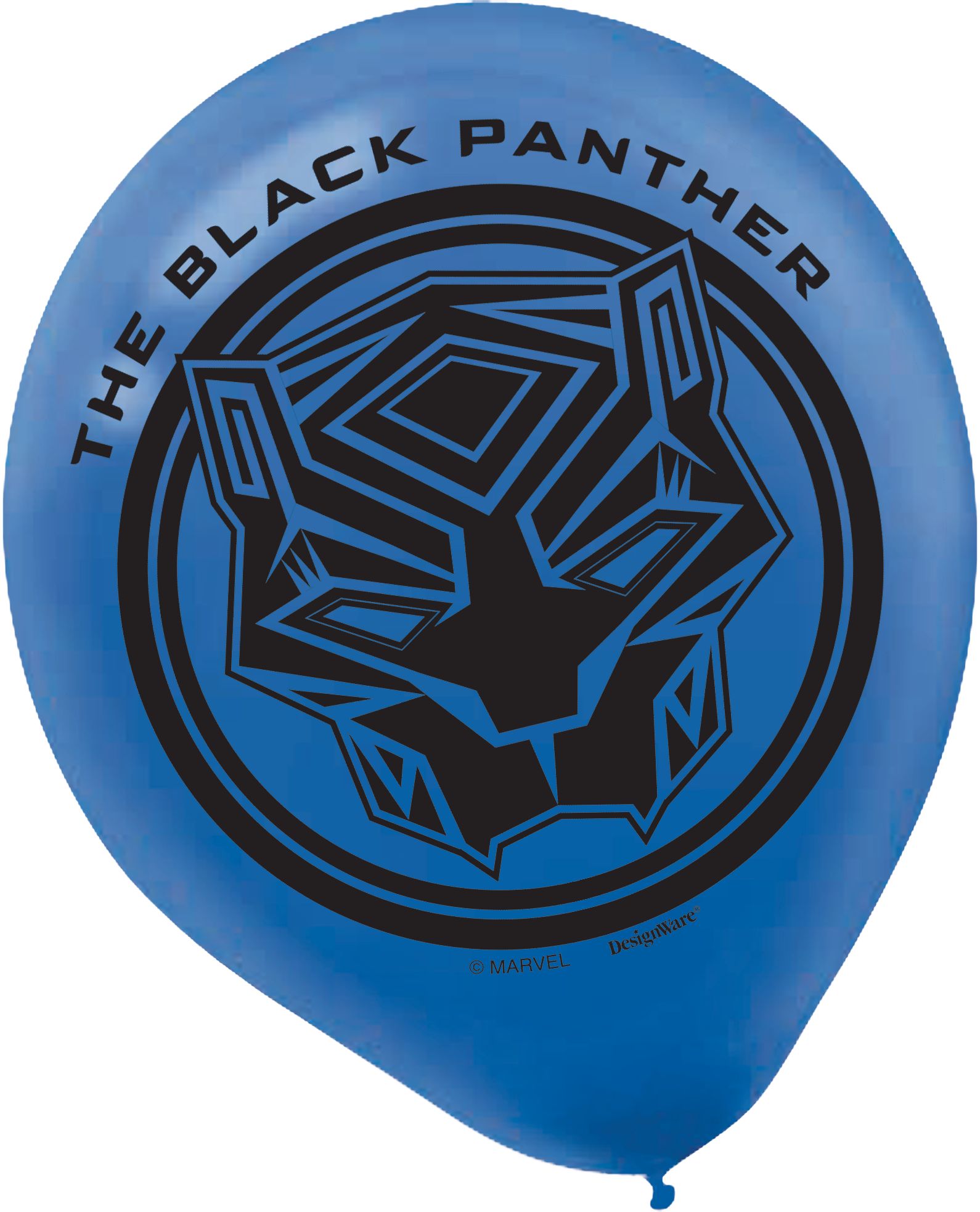 Black Panther Birthday Party Latex Balloons, Black/Blue/Red, 6-pk Front_Flat