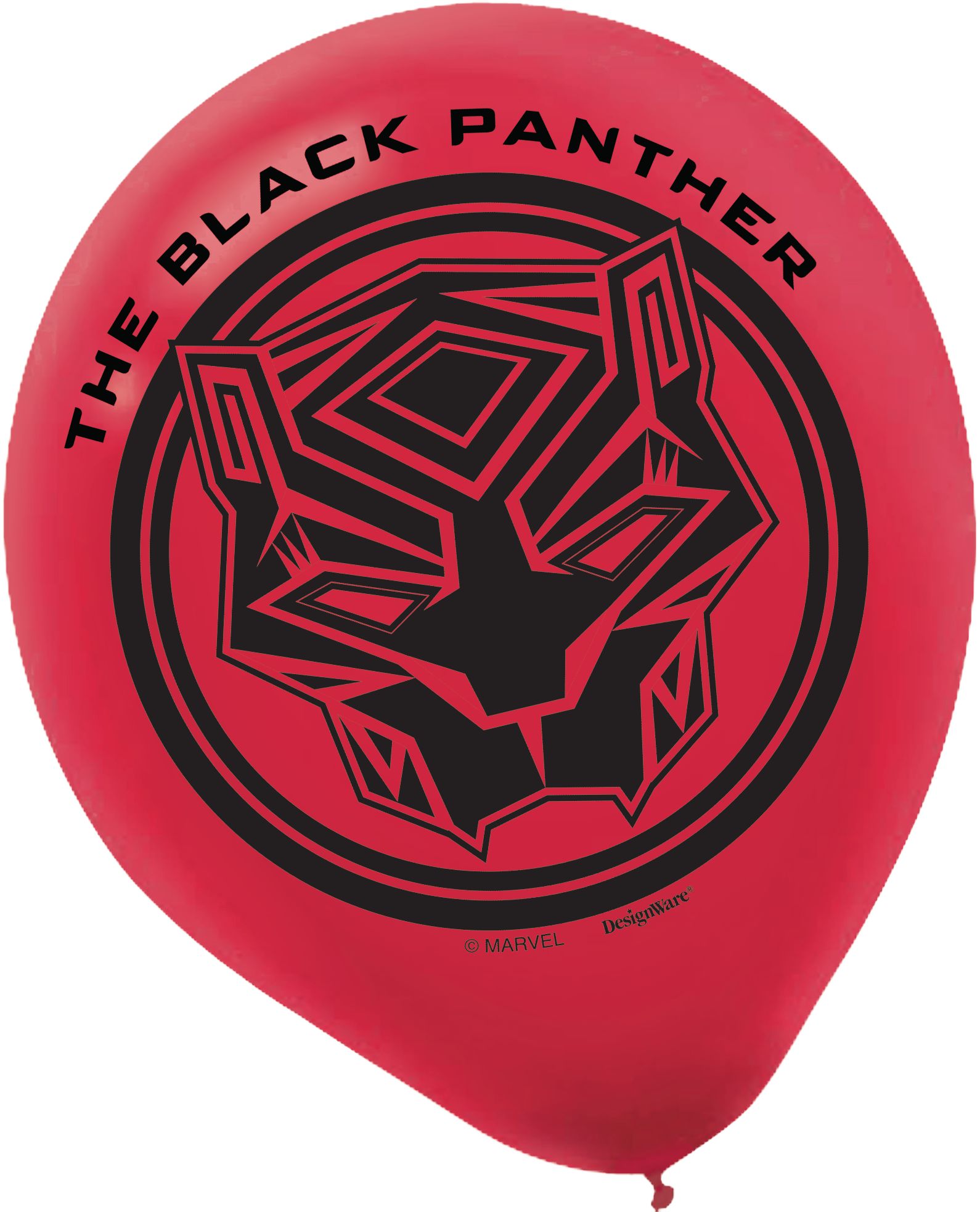 Black Panther Birthday Party Latex Balloons, Black/Blue/Red, 6-pk Front_Flat