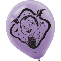 Ballons en latex pour fête d'anniversaire Disney Vampirina, rose/violet, paq. 6 Front_Flat