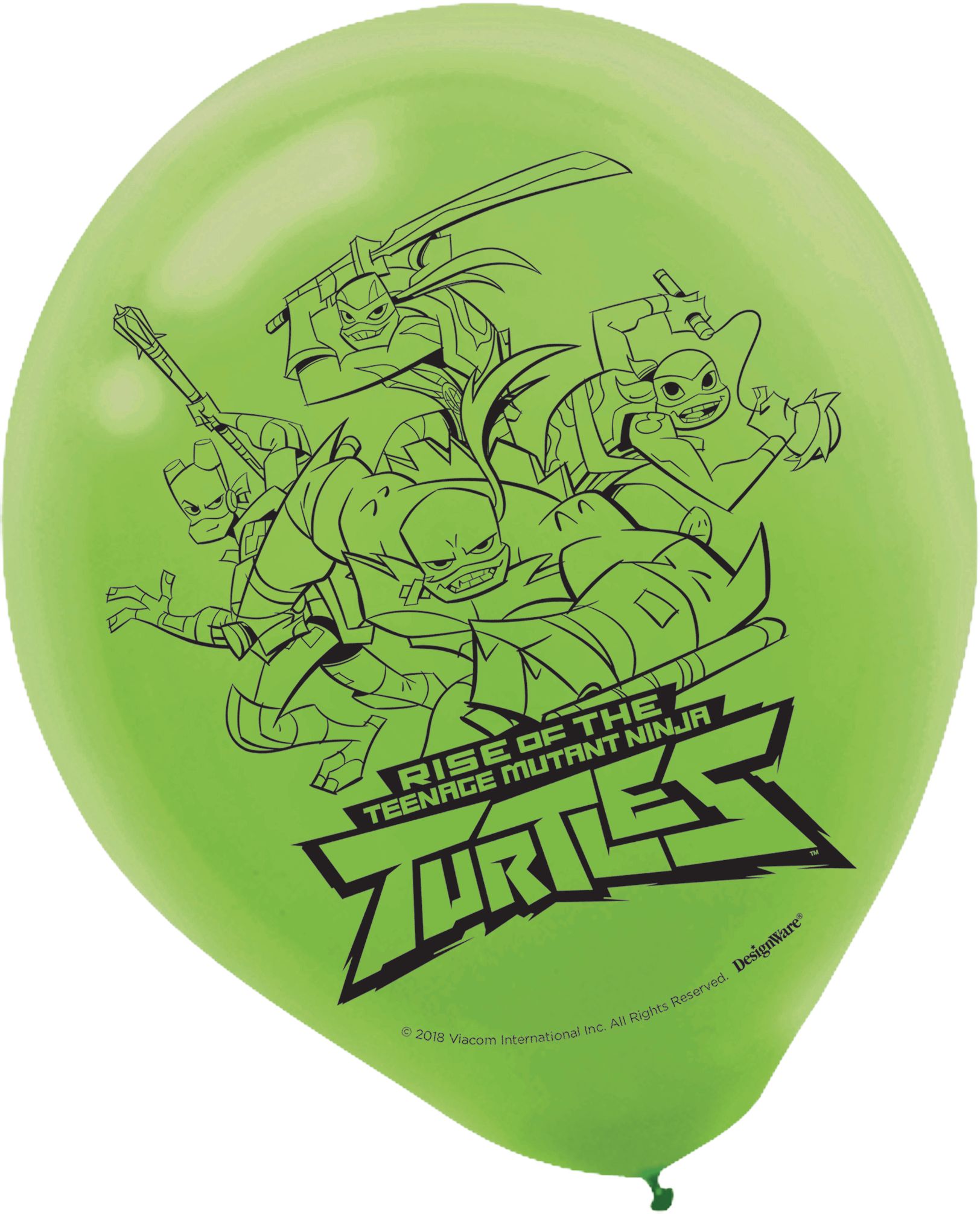 Rise of the Teenage Mutant Ninja Turtles Latex Balloons, Green/Purple, 6-pk Front_Flat
