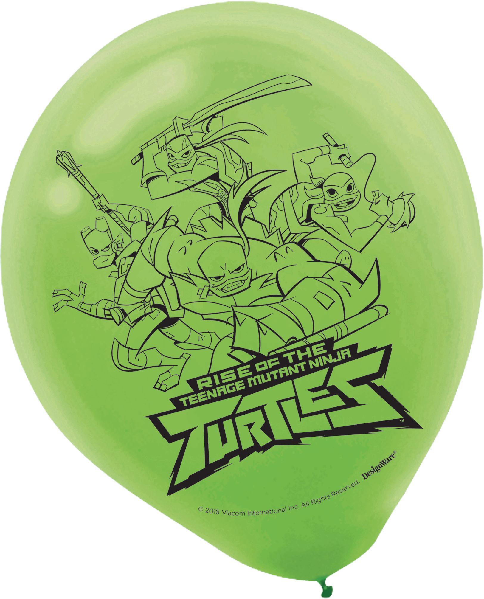 Rise of the Teenage Mutant Ninja Turtles Latex Balloons, Green/Purple, 6-pk Front_Flat
