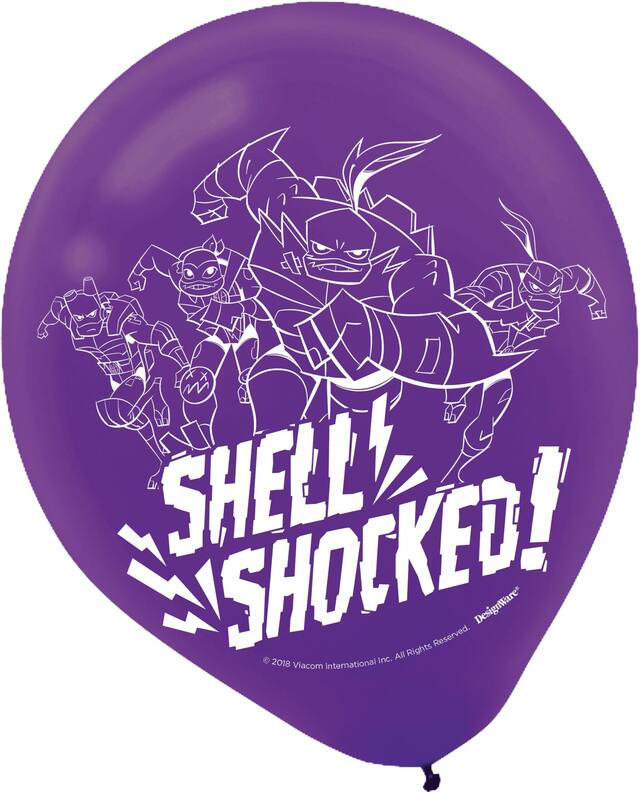 Rise of the Teenage Mutant Ninja Turtles Latex Balloons, Green/Purple, 6-pk Front_Flat