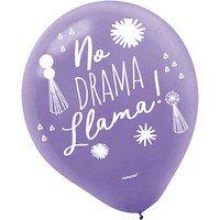 Llama Fun Latex Balloons, Blue/Pink/Purple, 6-pk Front_Flat