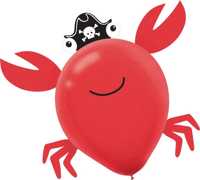 Pirate Shark Birthday Party Latex Balloons, 6-pk Front_Flat