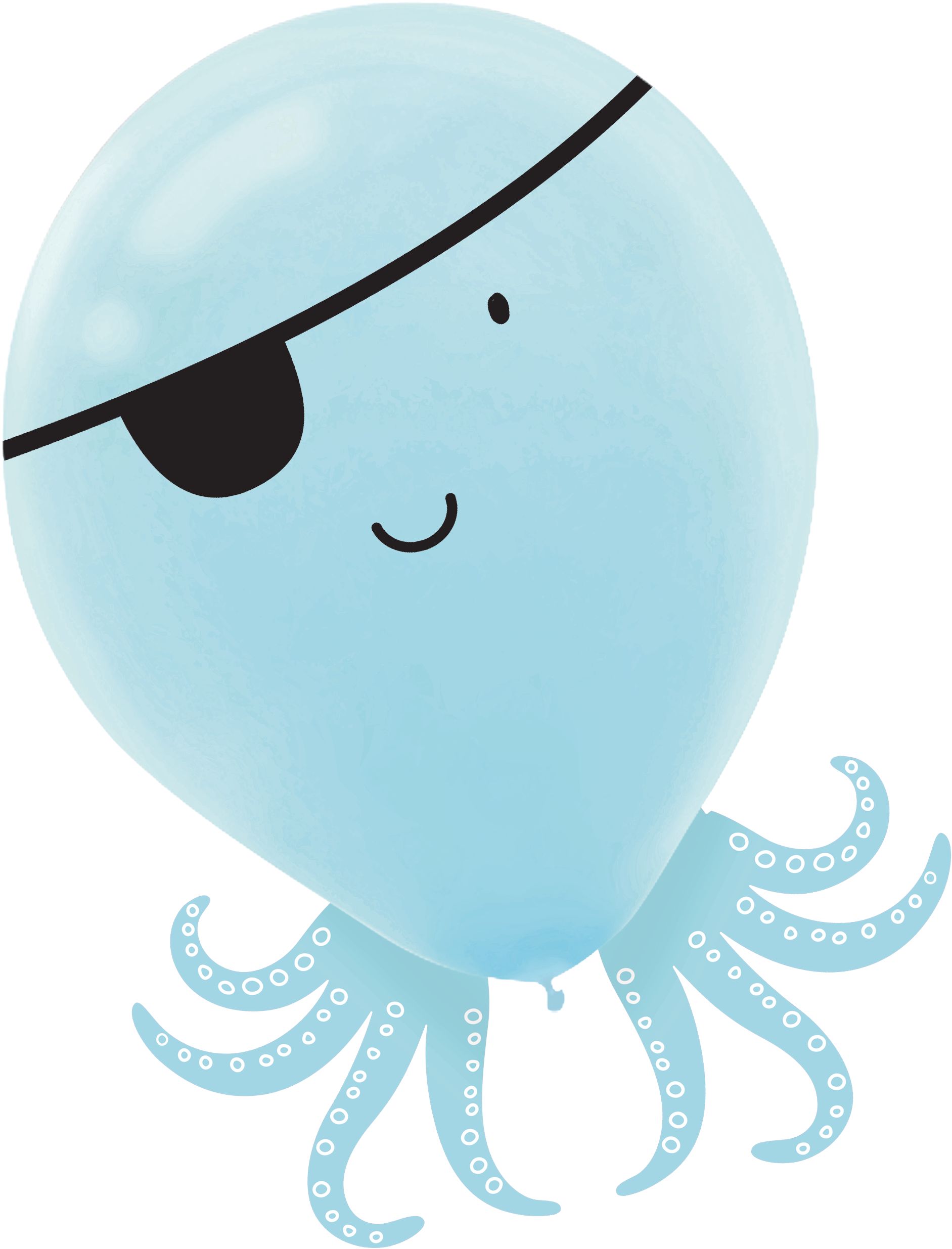 Pirate Shark Birthday Party Latex Balloons, 6-pk Front_Flat