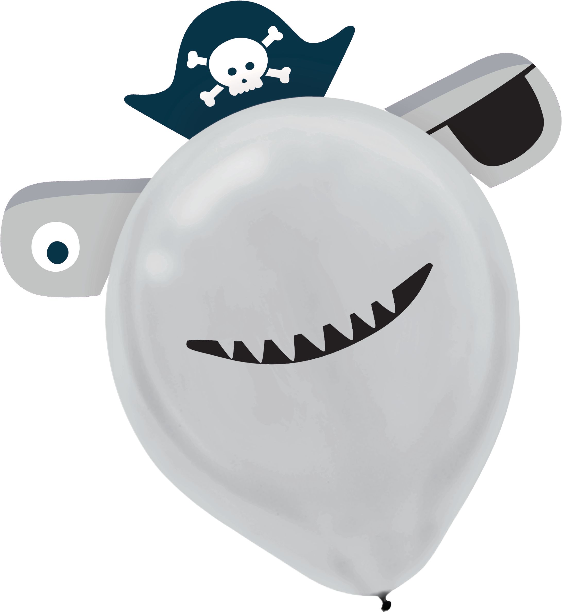 Pirate Shark Birthday Party Latex Balloons, 6-pk Front_Flat