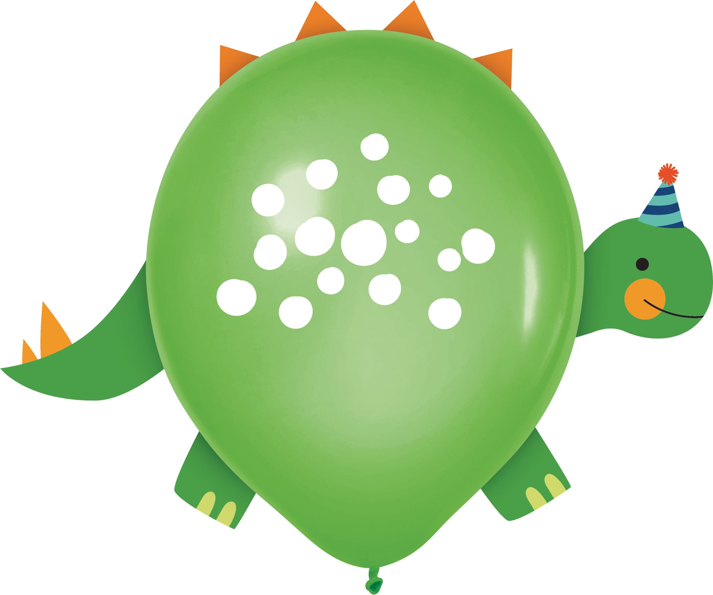 Dino-Mite Round Latex Balloon Decorating Kit, Blue/Orange/Green, 12-in, 6-pk, for Birthday Party Front_Flat