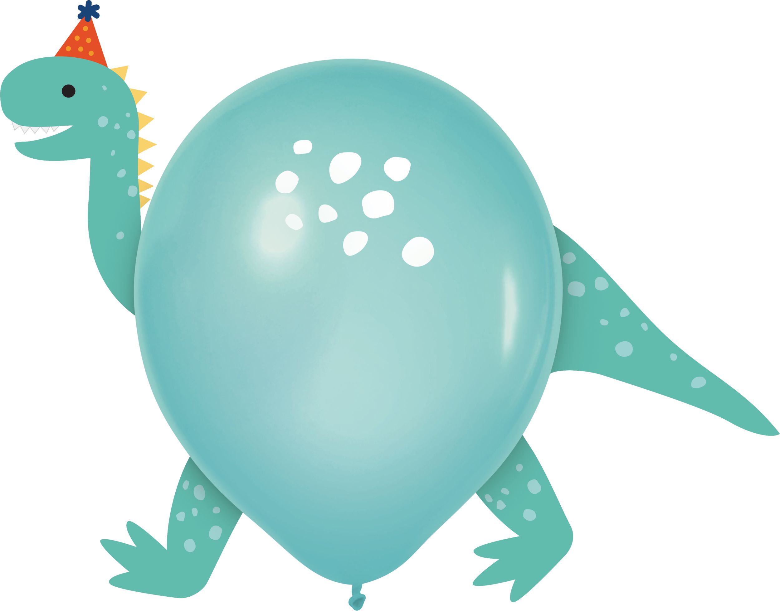 Dino-Mite Round Latex Balloon Decorating Kit, Blue/Orange/Green, 12-in, 6-pk, for Birthday Party Front_Flat