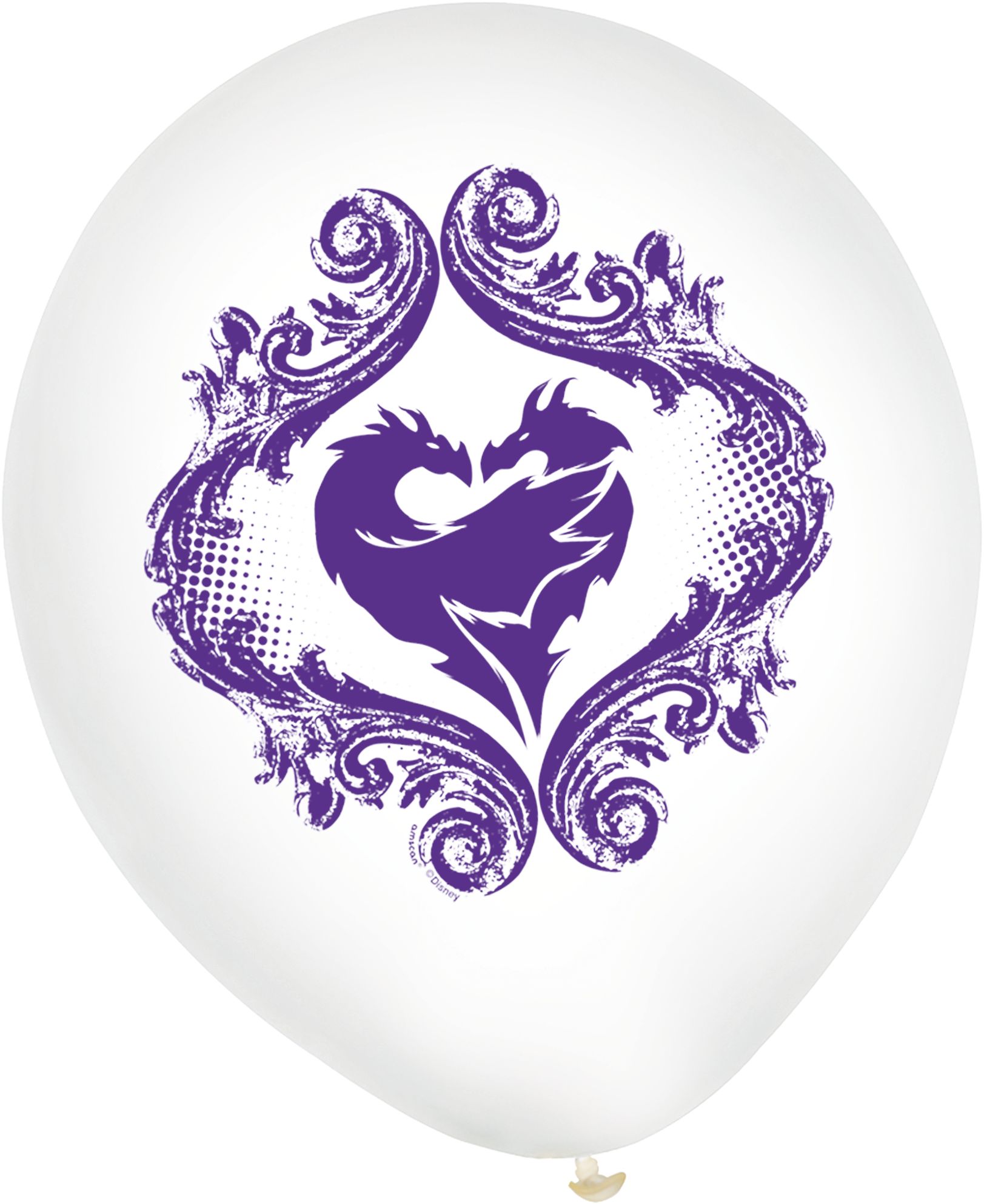 Disney Descendants Round Transparent Confetti Latex Balloons, Purple/Black, 12-in, 6-pk, for Birthday Party Front_Flat