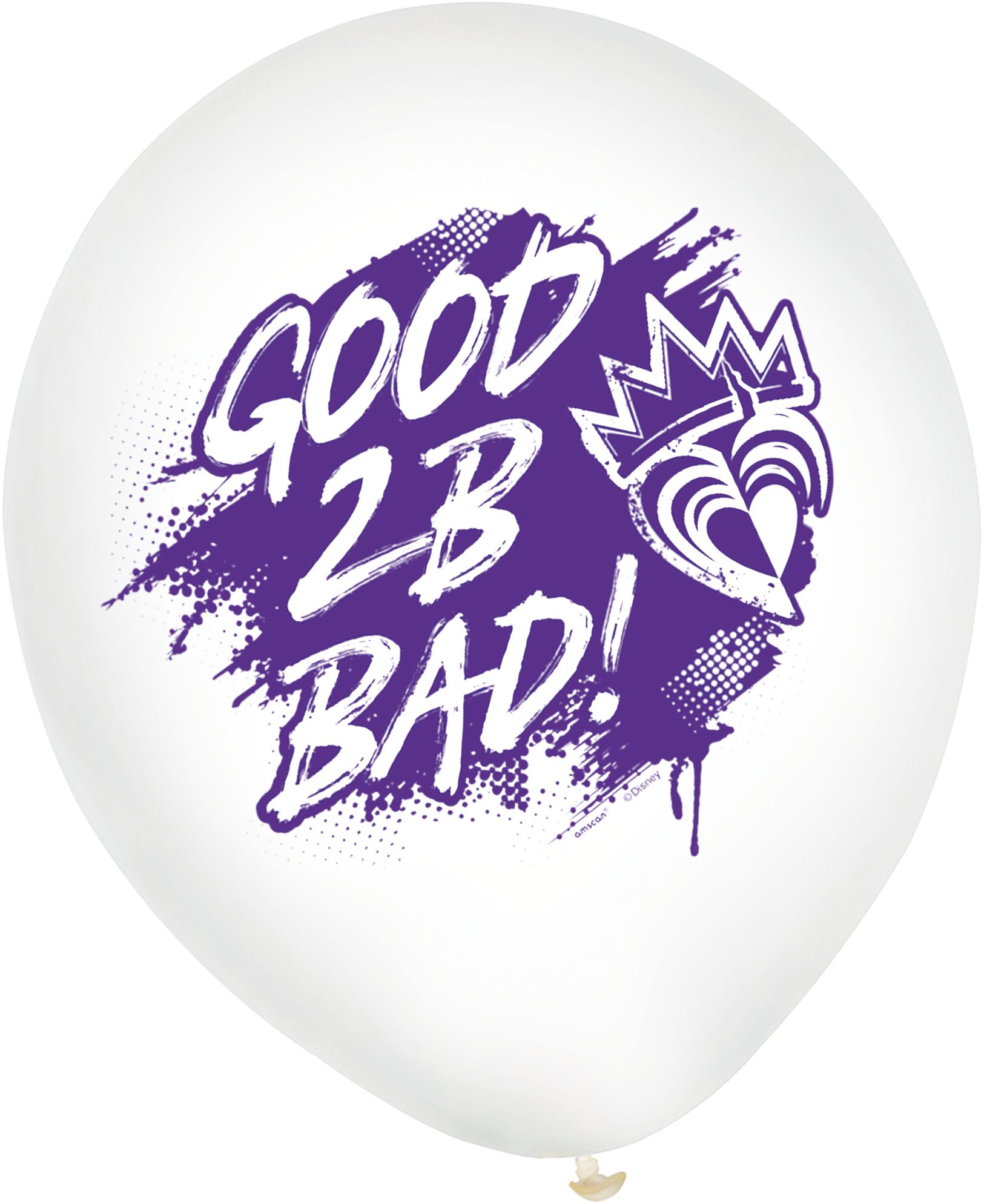 Disney Descendants Round Transparent Confetti Latex Balloons, Purple/Black, 12-in, 6-pk, for Birthday Party Front_Flat
