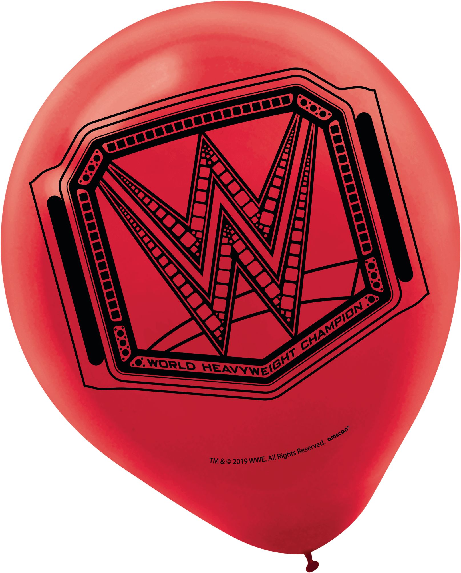 Ballons en latex pour fête d'anniversaire WWE Champion, noir/or/rouge, paq. 6 Front_Flat