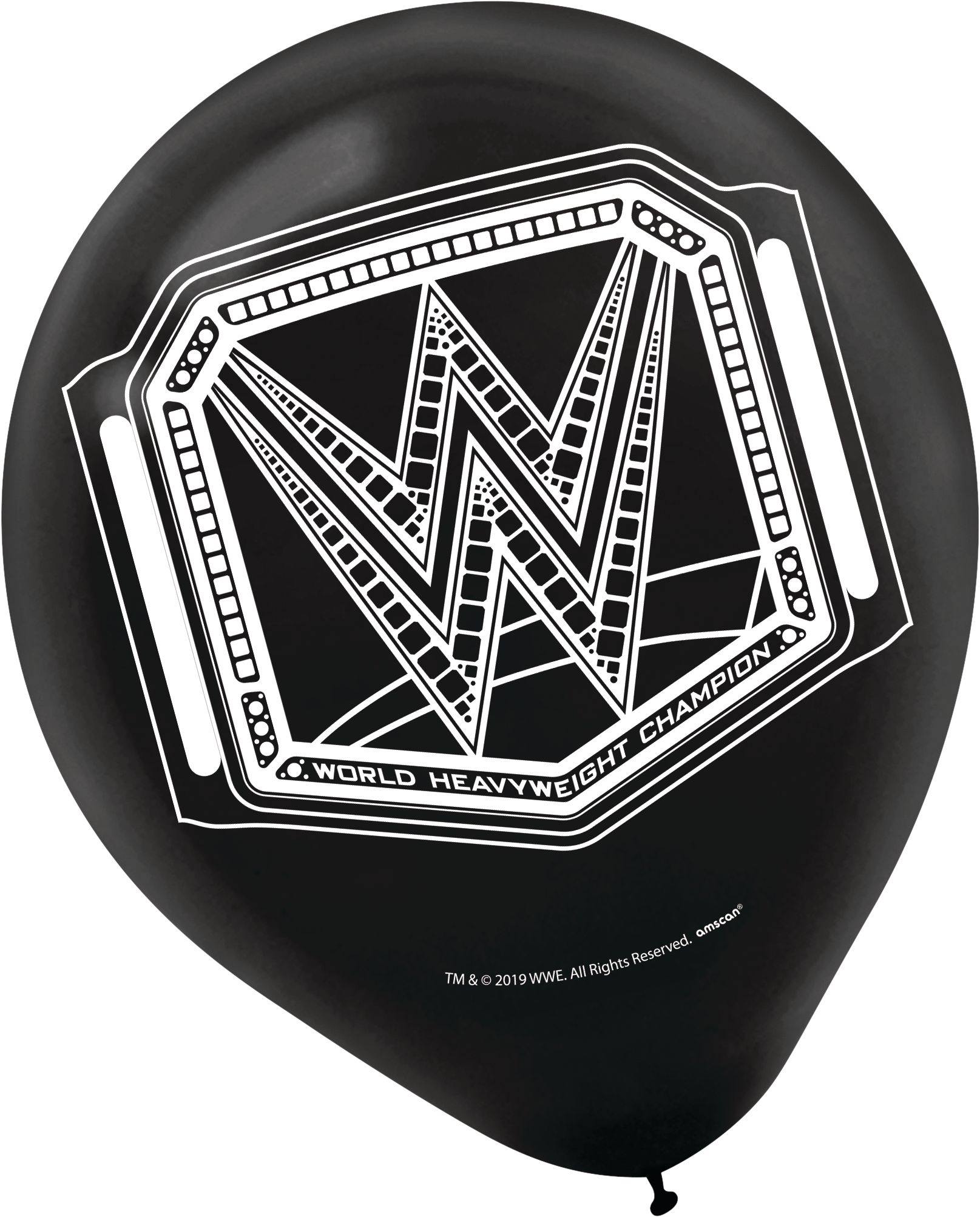 Ballons en latex pour fête d'anniversaire WWE Champion, noir/or/rouge, paq. 6 Front_Flat
