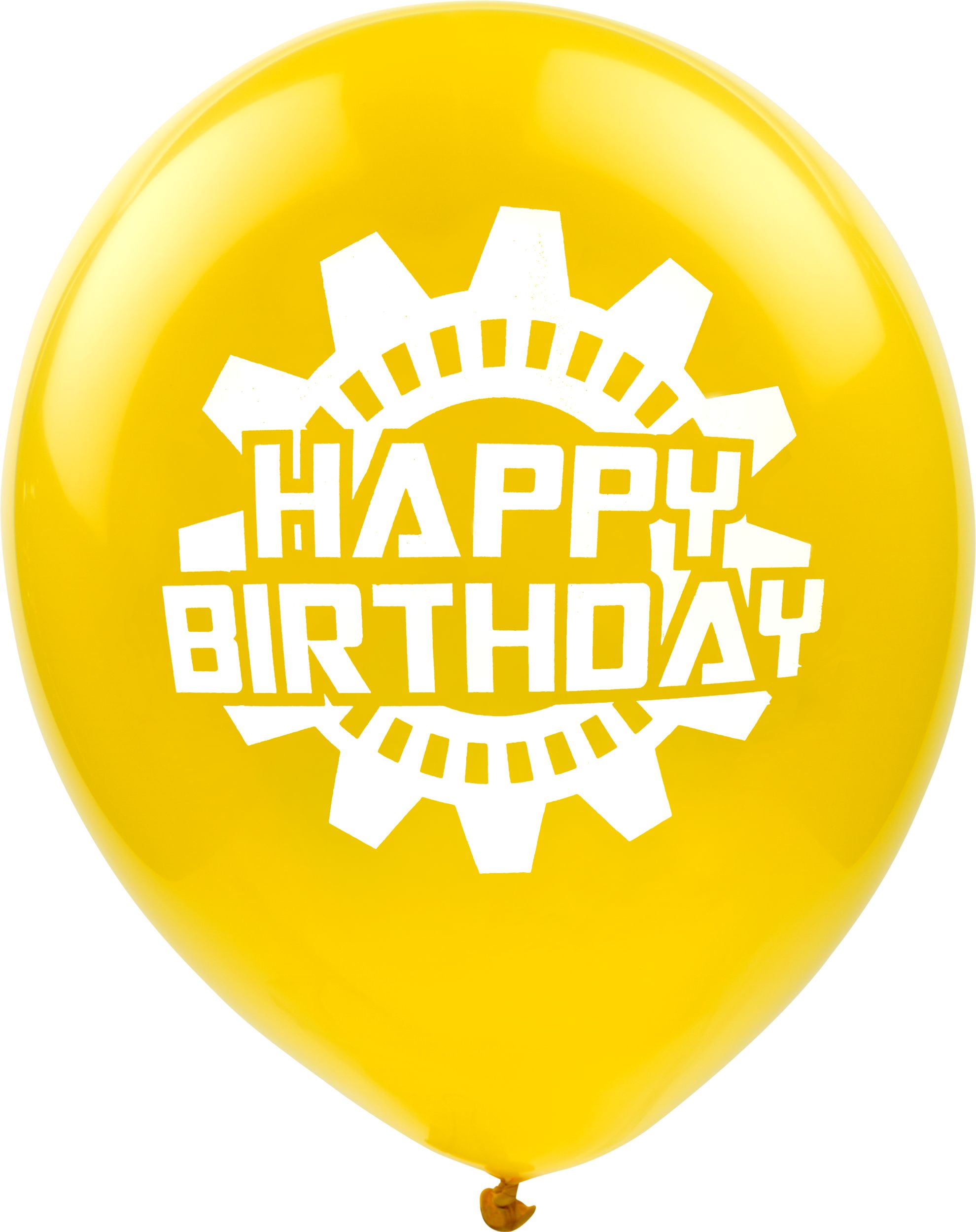Ballons en latex à motif d'engrenage véhicule « Happy Birthday », bleu/rouge/jaune, paq. 6 Front_Flat