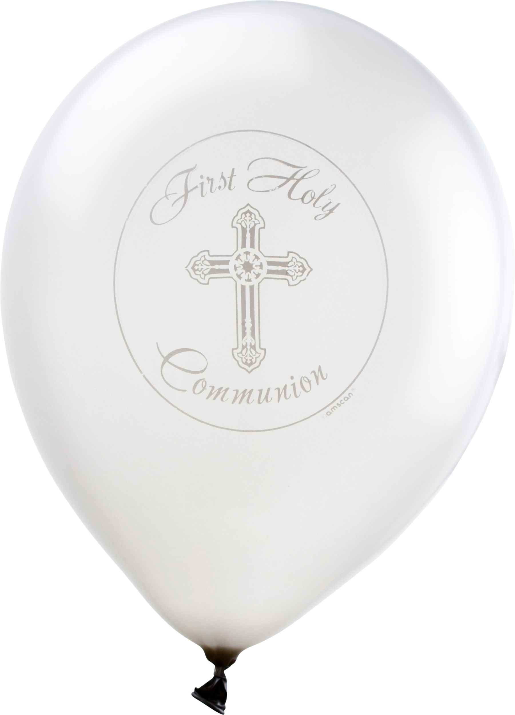Ballons en latex ronds Jour saint First Holy Communion, bleu/blanc, croix, 12 po, paq. 15, pour première communion/fête religieuse Front_Flat