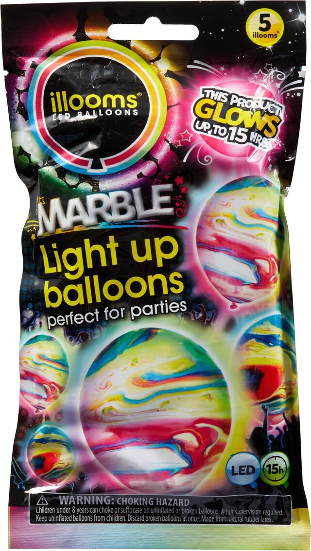 Illooms Light-Up Marble LED Balloons, 5-pk Front_Flat