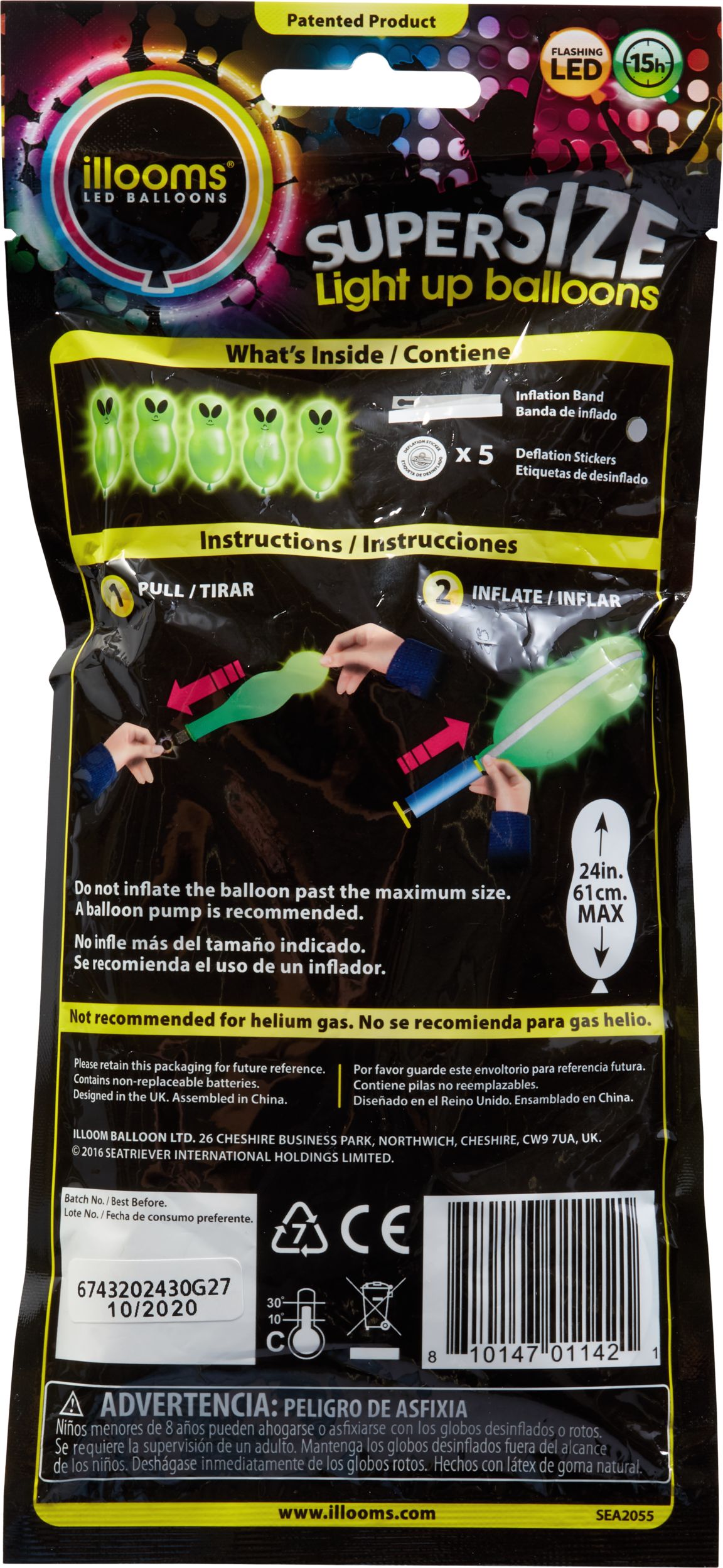 Illooms Light-Up Alien LED Balloons, 5-pk Back_Flat