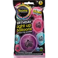 Illooms Light-Up Birthday Girl LED Balloons, 5-pk Front_Flat