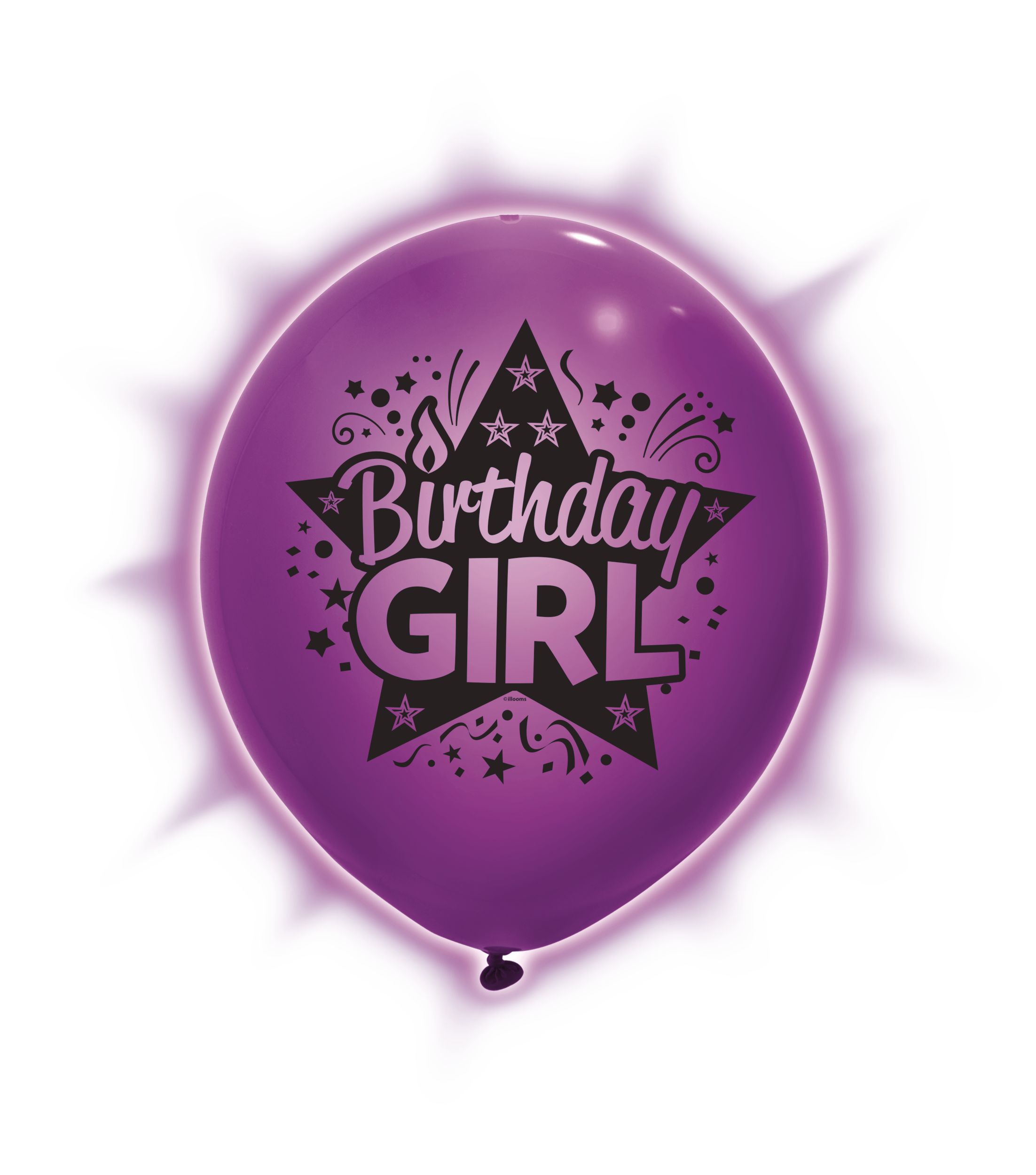Illooms Light-Up Birthday Girl LED Balloons, 5-pk Front_Flat