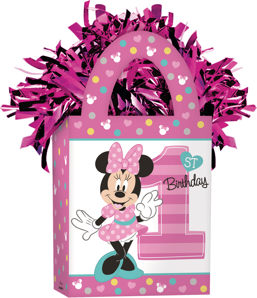 Poids pour ballon 1er anniversaire, Minnie Mouse, rose