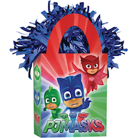 PJ Masks Gekko/Owlette/Catboy Gift Bag Shaped Balloon Weight Accessory, Red/Blue/Green, 5.5-in, for Birthday Party Front_Angled_Right