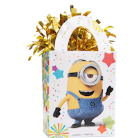 Poids pour ballons en forme de sac-cadeau Détestable moi Minions, blanc/jaune, 5,5 po, pour fête d'anniversaire Front_Angled_Right