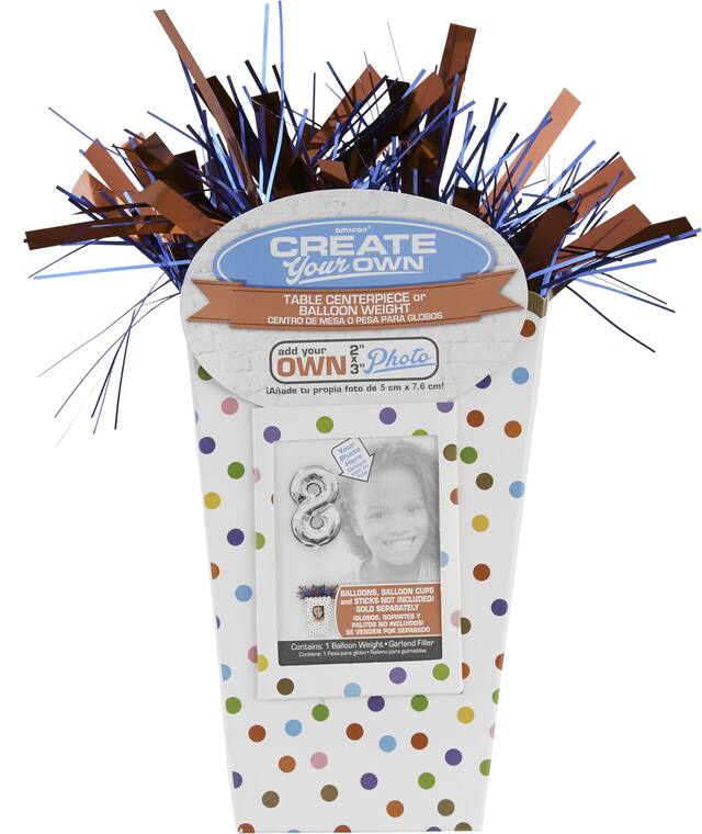 Gift Bag Shaped DIY Customizable Balloon Weight Accessory, Multi-Coloured, Polka Dot, 6-in, for Birthday/Graduation Front_Flat