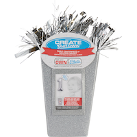 Poids pour ballons en forme de sac cadeau personnalisable, choix de couleurs, scintillant, 6 po, pour fête d'anniversaire/remise de diplôme Front_Flat