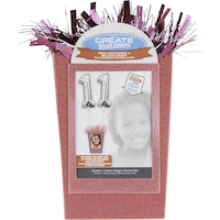 Poids pour ballons en forme de sac cadeau personnalisable, rose, 6 po, pour fête d'anniversaire/anniversaire/remise de diplôme Front_Flat