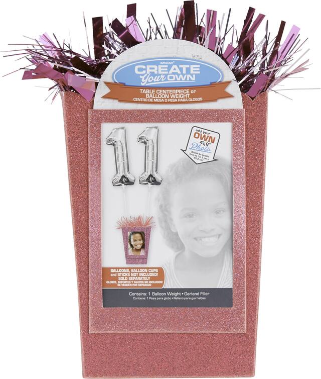 Gift Bag Shaped DIY Customizable Balloon Weight Accessory, Pink, 6-in, for Birthday/Anniversary/Graduation Front_Flat