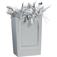 Poids pour ballons en forme de sac cadeau personnalisable, argent, scintillant, 6 po, pour fête d'anniversaire/anniversaire/remise de diplôme Front_Angled_Right