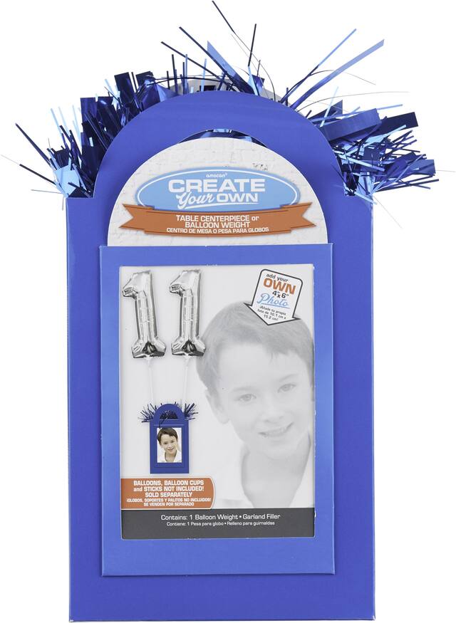 Gift Bag Shaped DIY Customizable Balloon Weight Accessory, Blue, 10.5-in, for Birthday Party/Graduation Front_Flat