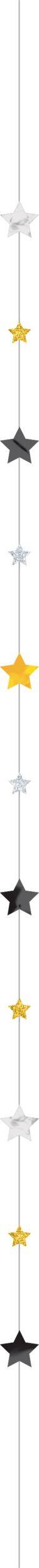 Star Balloon Tail Accessory, Gold/Black/Silver, 6-ft, for Graduation/New Year's Eve Front_Flat