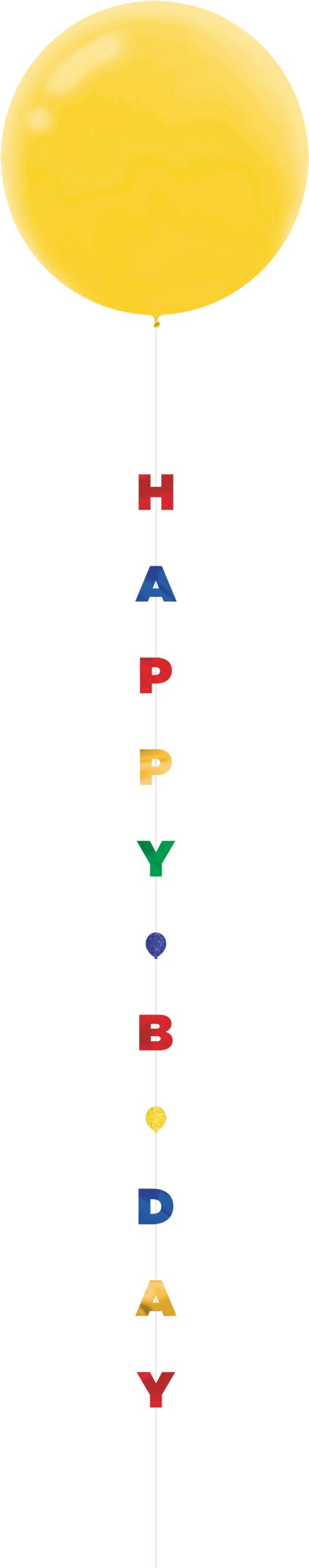 "Happy BDay" Letter Balloon Tail Accessory, Primary Multi-Coloured, 6-ft, for Birthday Party Front_Flat