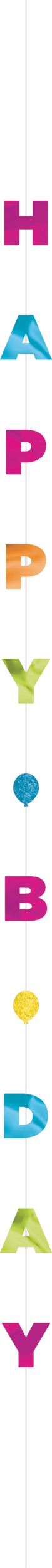 "Happy B-Day" Letter Balloon Tail Accessory, Multi-Coloured, 6-ft, for Birthday Party Front_Flat