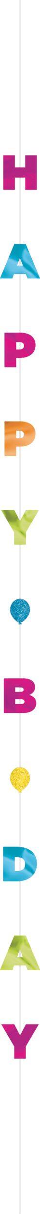 Queue de ballon Happy B-Day, multicolore, 6 pi, pour fête d'anniversaire Front_Flat