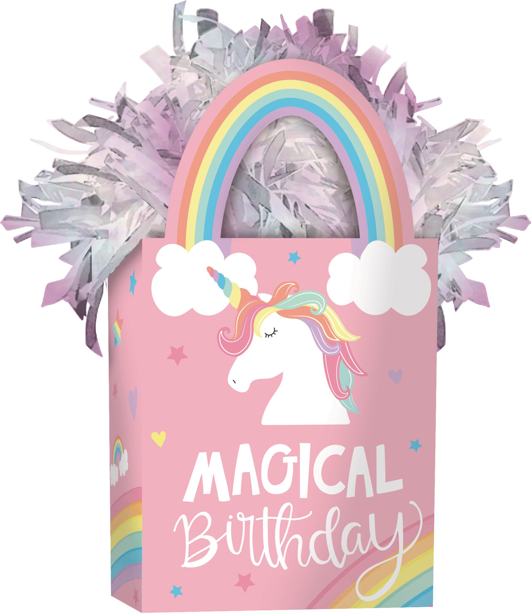Magical Rainbow Birthday Balloon Weight Front_Angled_Right