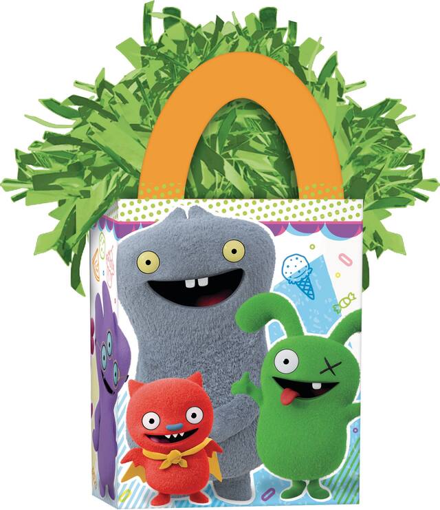 Ugly Dolls Gift Bag Shaped Balloon Weight Accessory, Green/Orange, 5.5-in, for Birthday Party Front_Angled_Right