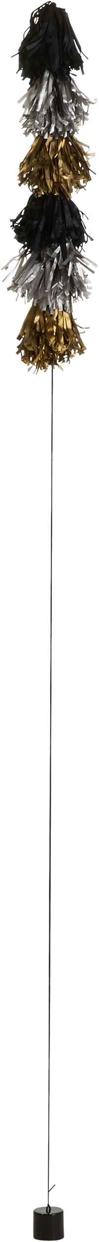 Tassel Fringe Balloon Weight Tail Accessory, Gold/Black/Silver, 6-ft, for Graduation/New Year's Eve Front_Flat