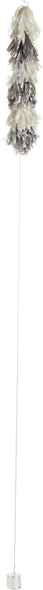 Tassel Fringe Balloon Weight Tail Accessory, Silver/White, 6-ft, for Graduation/New Year's Eve Front_Flat